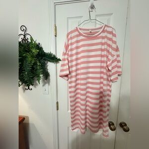 SHEIN Pink and White Striped Tee